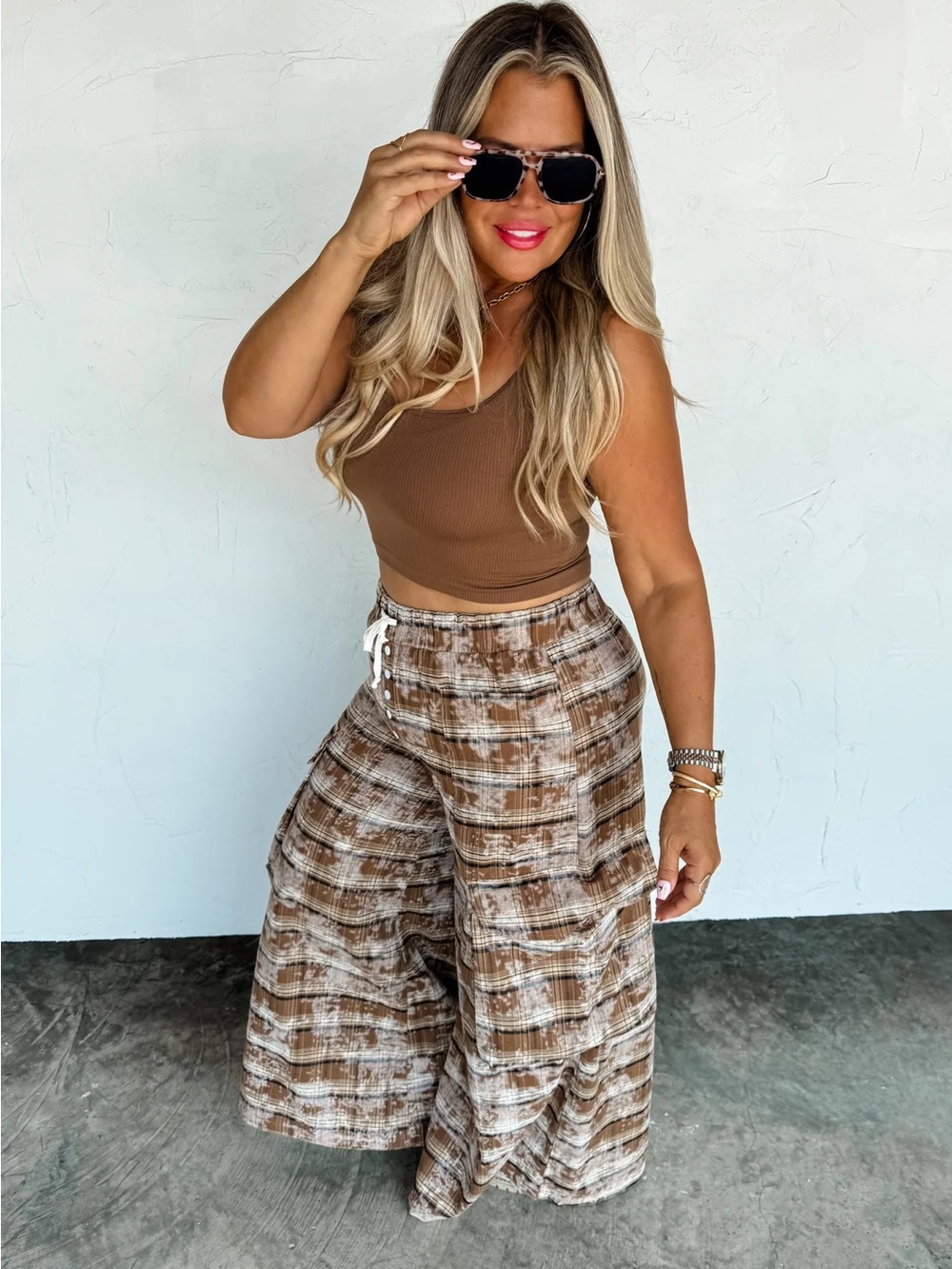 Extra Wide Leg Plaid Pants